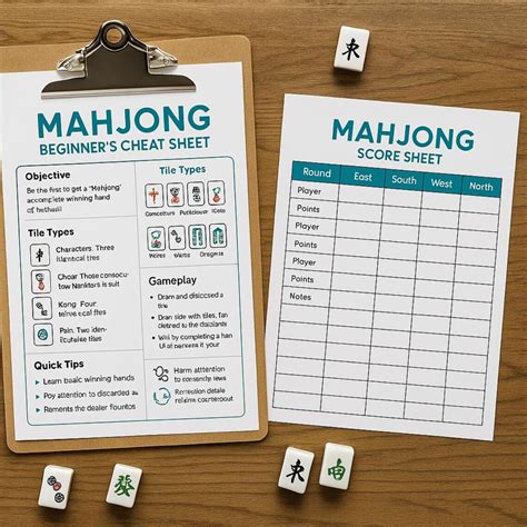 Mahjong Beginner Cheat Sheet | Printable Quick Guide | Learn Mahjong ...
