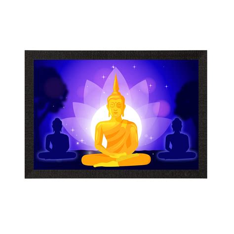 Meditating Lord Buddha Satin Matt Texture UV Art Painting - eCraftIndia ...