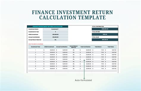 Finance Investment Return Calculation Template in Excel, Google Sheets - Download | Template.net