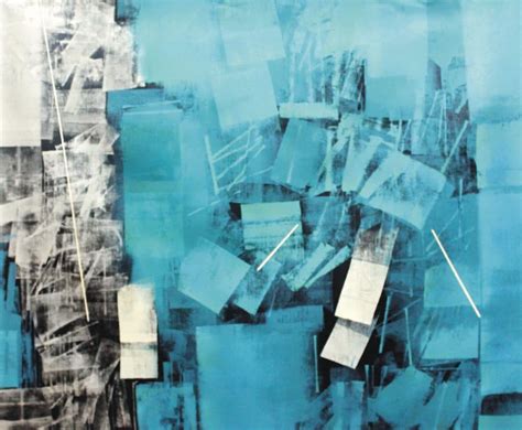 "Untitled 21": Blue Green Oil Painting by Sudhir Talmale | ArtZolo.com