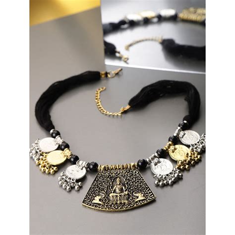 Buy Infuzze Oxidised Silver Toned & Antique Gold-Toned Brass-Plated ...