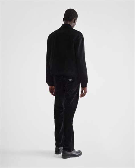 Black Cotton Velvet Blouson Jacket | PRADA