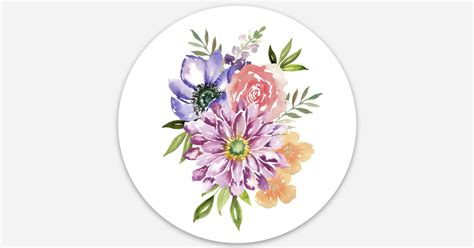 Hand Painted Floral Bouquet Circle Labels by Sarah Style Designs ...