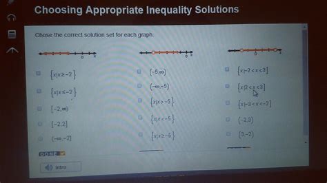 [FREE] choose the correct solution set for each graph - brainly.com