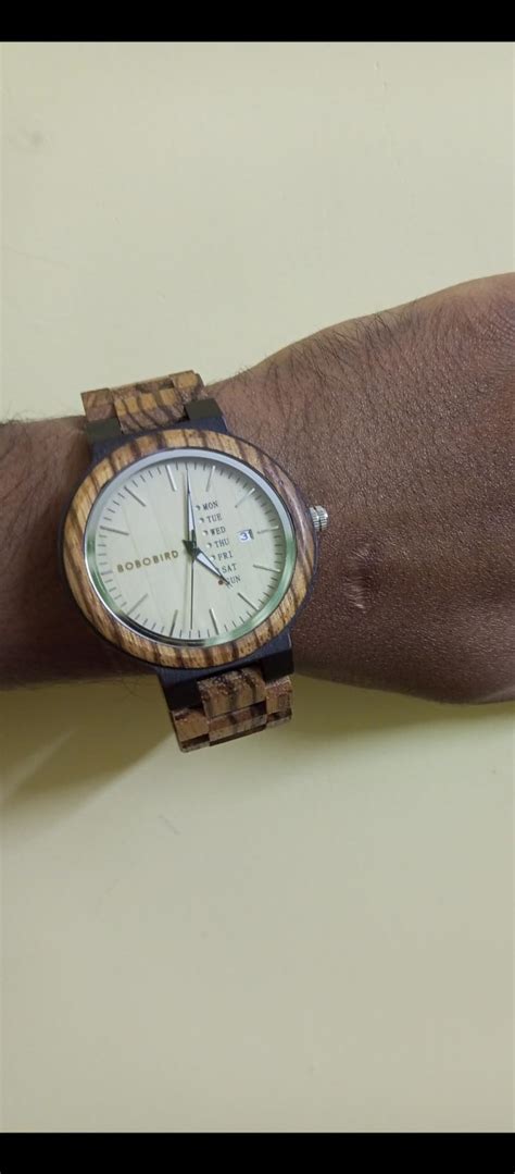 BOBO BIRD Wood Analogue Men's Watch (Orange Dial Orange Colored Strap ...