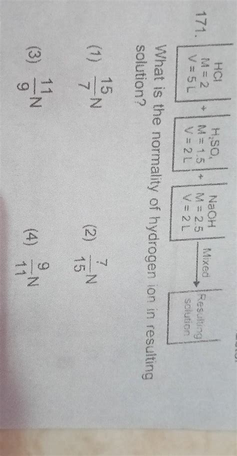what is the normality of hydrogen ion in resulting solution - Brainly.in