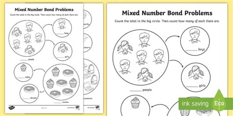 Mixed Number Bond Problems Worksheet