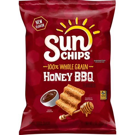 SunChips Whole Grain Snack Chips, Honey BBQ, 7 oz Bag (4 pack ...