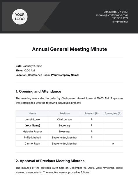 Free Shareholder Meeting Minutes Templates, Editable and Printable