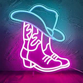 Manimo Cowboy Boot and Hat Neon Sign, Cowboy Boot Neon Sign, LED Neon ...