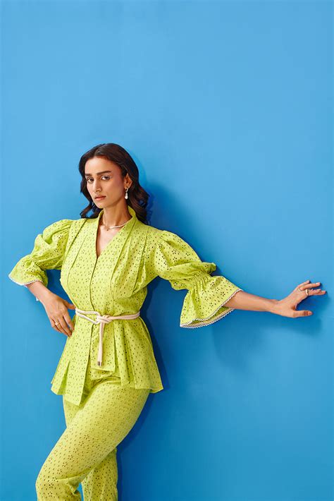 Electric Lime Juliet Sleeve Co-Ord Set – Pinwheel