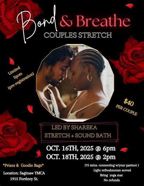 Bond & Breathe: Couples Stretch & Sound Bath at Saginaw YMCA on 16th ...