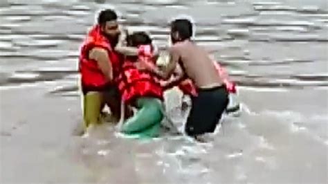 Watch: Minor girl caught in flash flood in Tawi River, rescued by SDRF