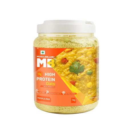 MuscleBlaze High Protein Oats, Masala Max, 10 g Protein, Added ...