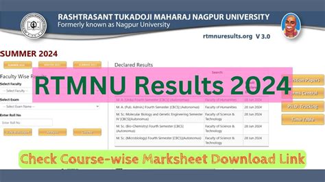 RTMNU Result 2025 Out, 1st, 2nd, 3rd, 4th, 5th, 6th Semester Marksheet ...