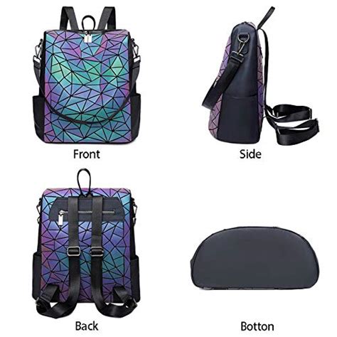 Buy Geometric Backpack Luminous Backpacks Holographic Reflective Bag ...