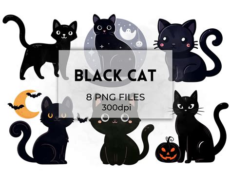 Black Cat Halloween Clipart Collection Graphic by QM_ART · Creative Fabrica