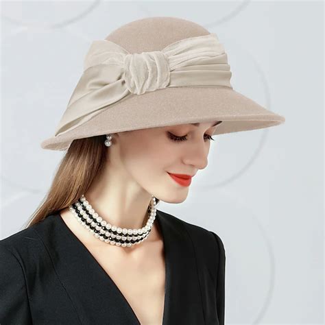 100% Wool Hats with Bowknot 1PC Casual / Horse Race / Ladies Day ...