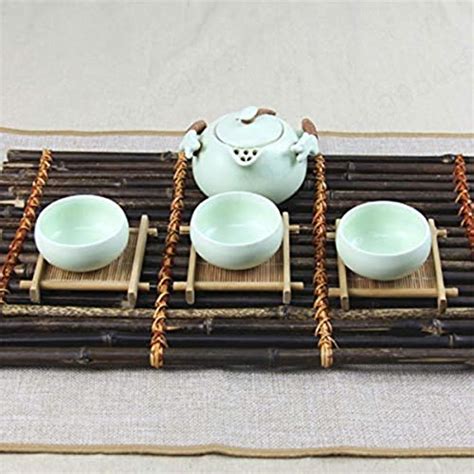 Wuyee 6Pcs Wooden Coaster Placemat Cup Holder Dish Pot Bamboo Tea Cup ...