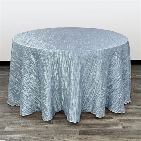 120 Inch Round Crinkle Taffeta Tablecloth Light Blue