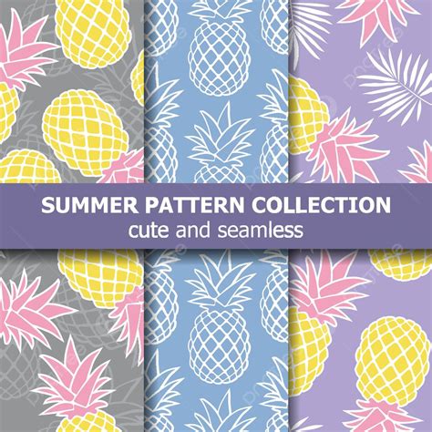 Tropical Pattern Collection With Pineapples Summer Banner Summer Season ...