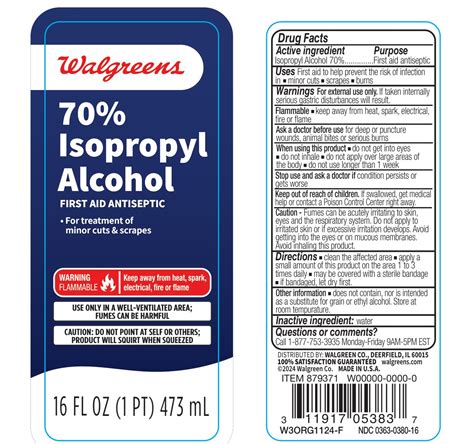 Walgreens 70% Isopropyl Alcohol