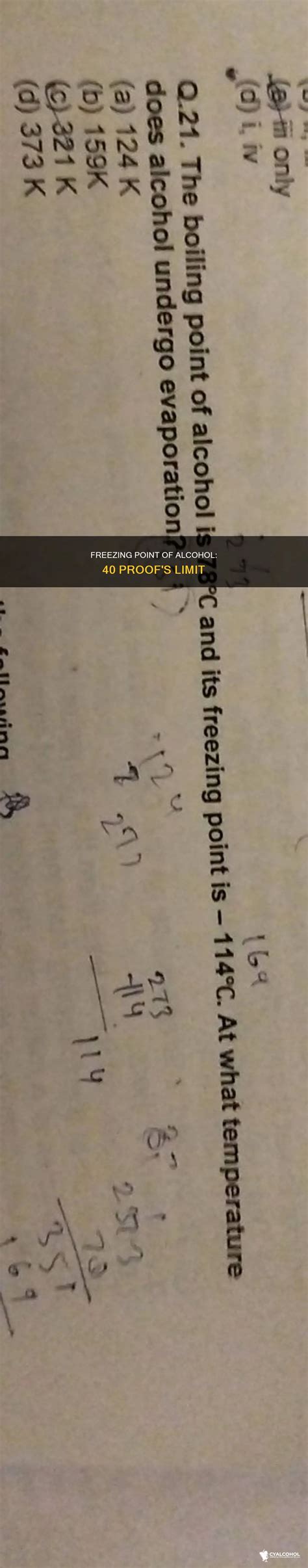 Freezing Point Of Alcohol: 40 Proof's Limit | CyAlcohol