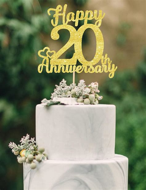 Amazon.com: Happy 20th Anniversary Cake Toppers - 20th Wedding ...