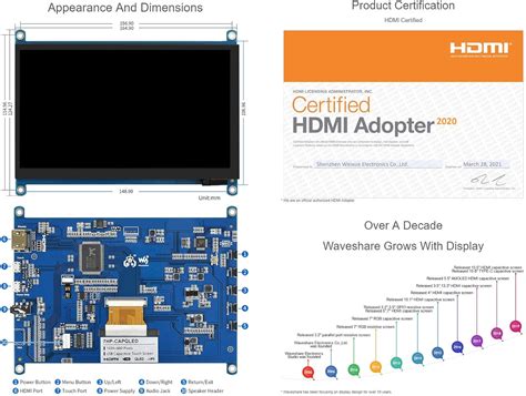 Buy waveshare 7inch QLED Quantum Dot Display Compatible with Raspberry ...