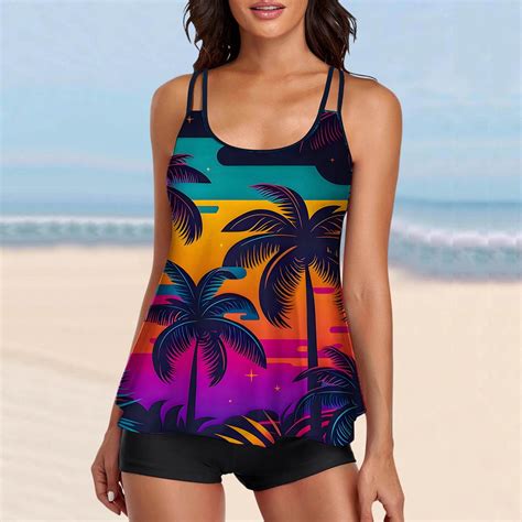 NSLGXD 2025 Tankini Swimsuits for Women 2 Piece Swimwear Tummy Control ...
