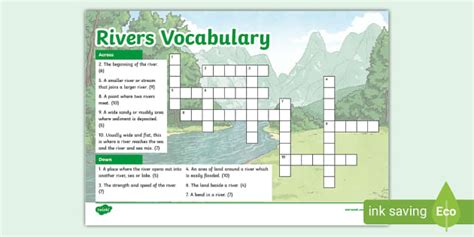 Rivers Vocabulary Crossword Activity Sheet