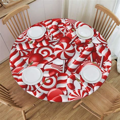Amazon.com: Snrfory Round Table Cover Christmas Ornaments Elastic ...