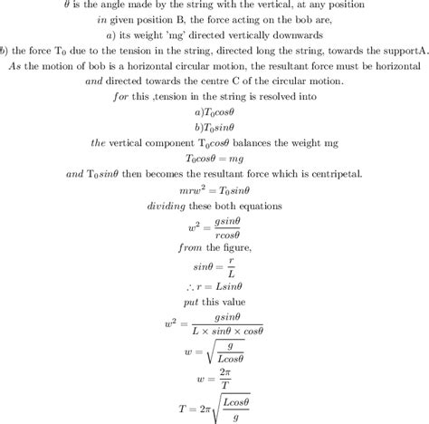 drive the expression for time period of a conical pendulium - Brainly.in