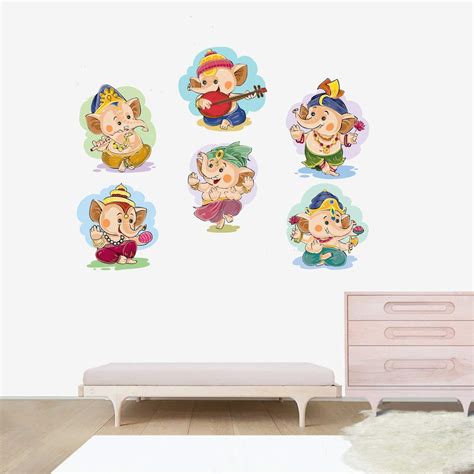 Decal O Decal Wall Decals ' Lord Ganesha with Different Poses ' Wall ...