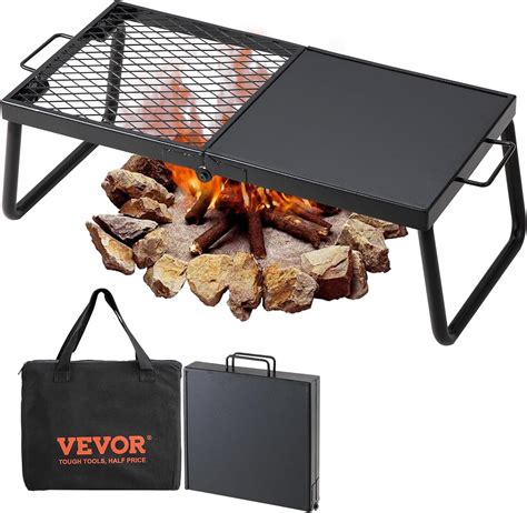 VEVOR Folding Campfire Grill, Heavy Duty Steel Mesh Grate, 22.4 ...
