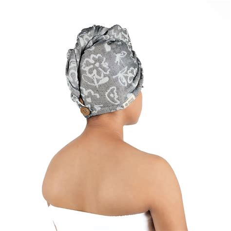 Doctor Towels Banana Jacquard Floral Hair Towel - Charcoal – Chera Home ...