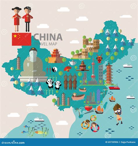 China map travel stock vector. Illustration of design - 69730906