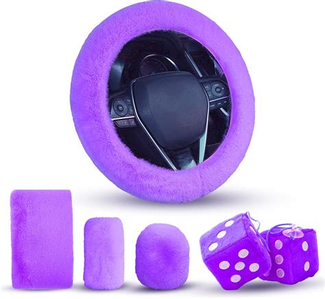 Customer reviews for 5 Pieces Cute Fluffy Steering Wheel Cover Set, Purple Soft Fuzzy Covers for ...