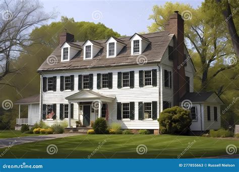 Dutch Colonial Style House (Generative AI) Stock Illustration ...