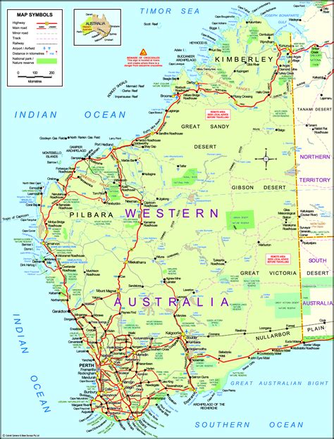 Detailed Map of Western Australia