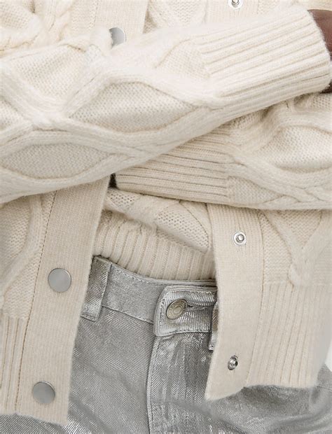 Buy Cable Knit Cloud-Yarn Bomber Cardigan at Marks & Spencer