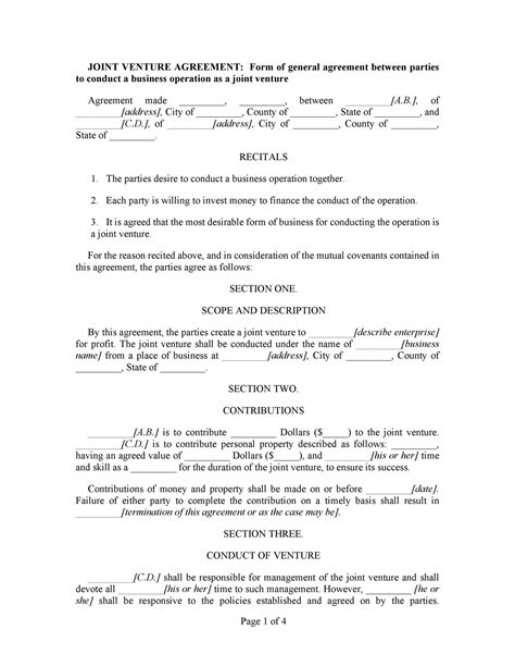 53 Simple Joint Venture Agreement Templates [PDF, DOC] ᐅ TemplateLab