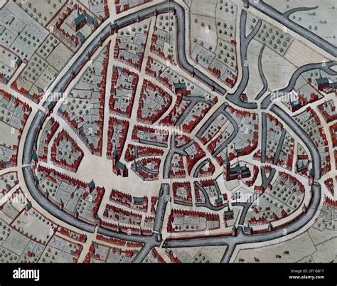 An illustration of an ancient map of a European fortification in the archives Stock Photo - Alamy