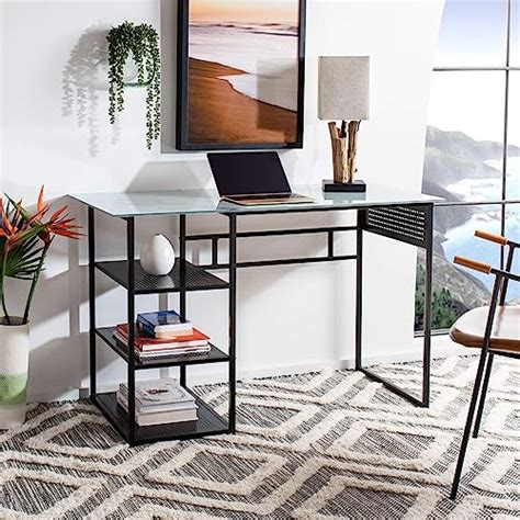 Buy Safavieh Home Office Xyla Modern White Marble and Black 3-shelf ...