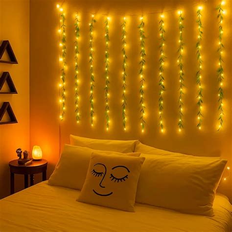 Buy fizzytech Artificial Leaf Curtain Lights – 200 LED Warm White Fairy ...
