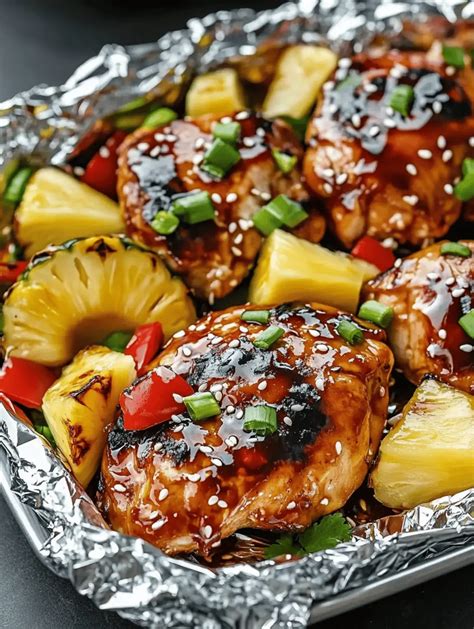 Irresistible Teriyaki Chicken And Pineapple Foil Packets