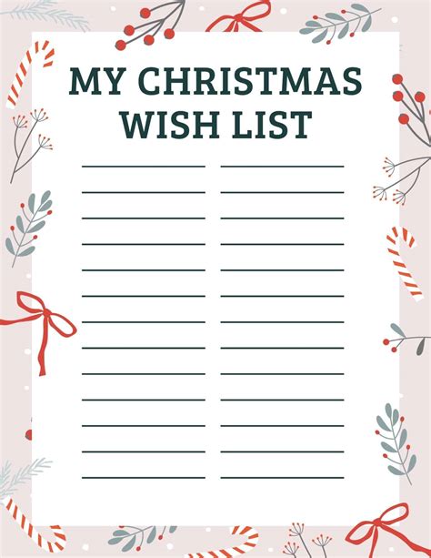 12 Free Christmas Wish List Printable Templates