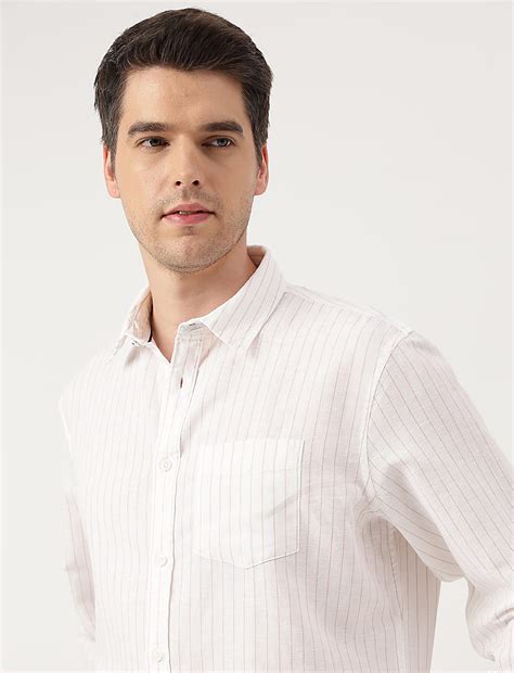 Buy Linen Blend Striped Spread Collar Shirt at Marks & Spencer