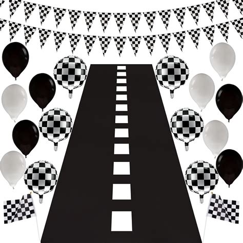 Buy Racecar Birthday Party Supplies Set Include 9.8 Feet Racetrack ...