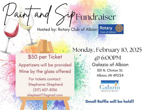 Paint and Sip Fundraiser - Rotary Club of Albion, Galazio of Albion, 10 ...